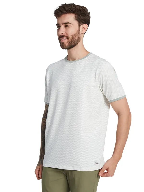 Octave Men Self Design Round Neck T-Shirt