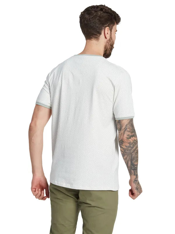 Octave Men Self Design Round Neck T-Shirt