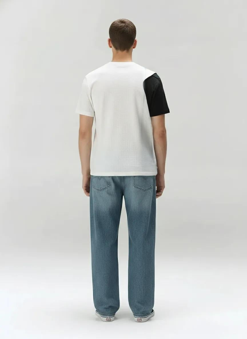 Men Navy Colourblocked Pockets T-shirt