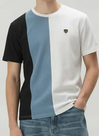 Men Navy Colourblocked Pockets T-shirt