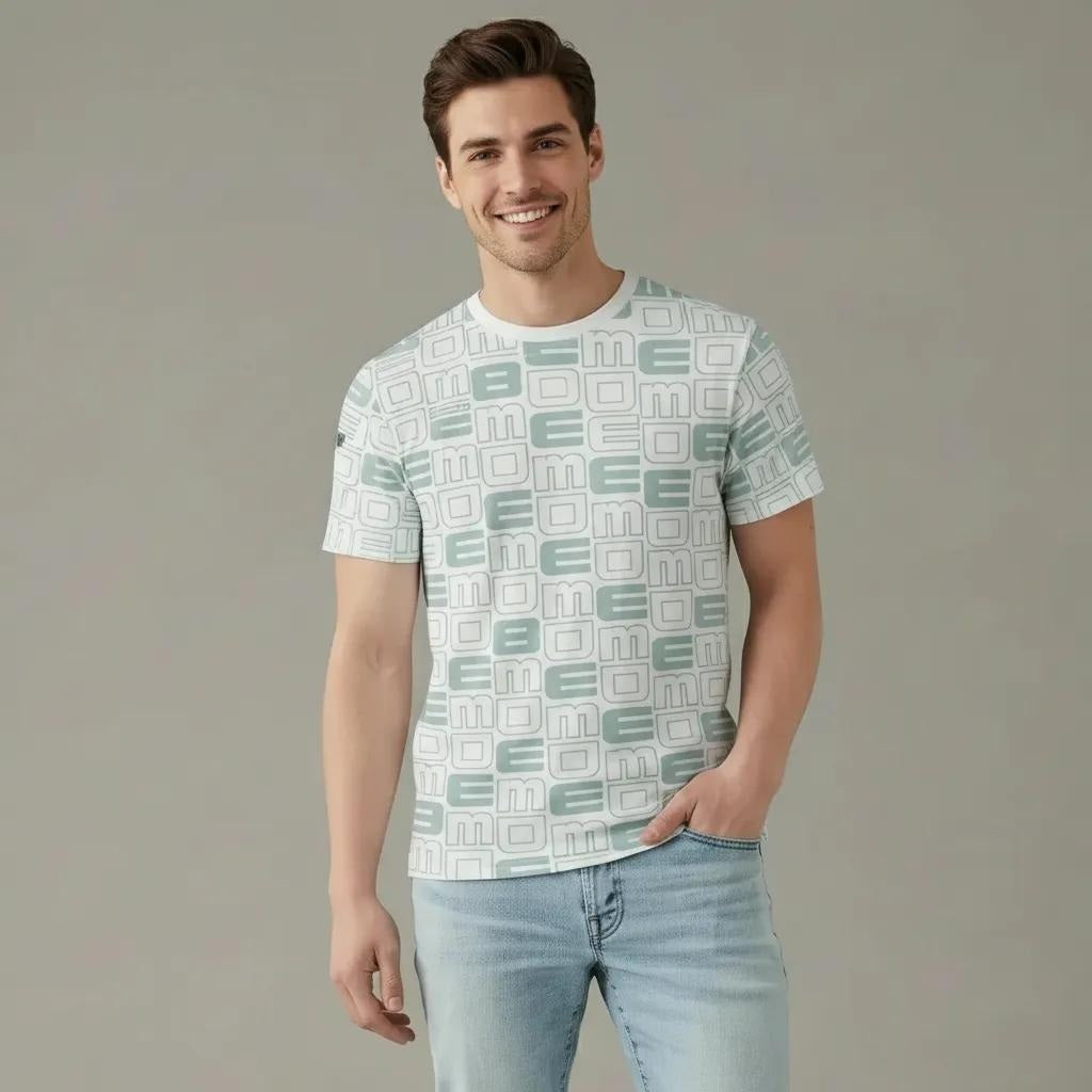 Men Mist Round Neck Typography Printed T-shirt