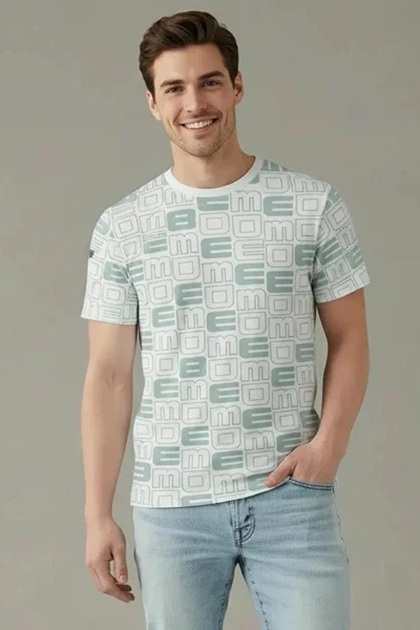 Men Round Neck Typography Printed T-shirt