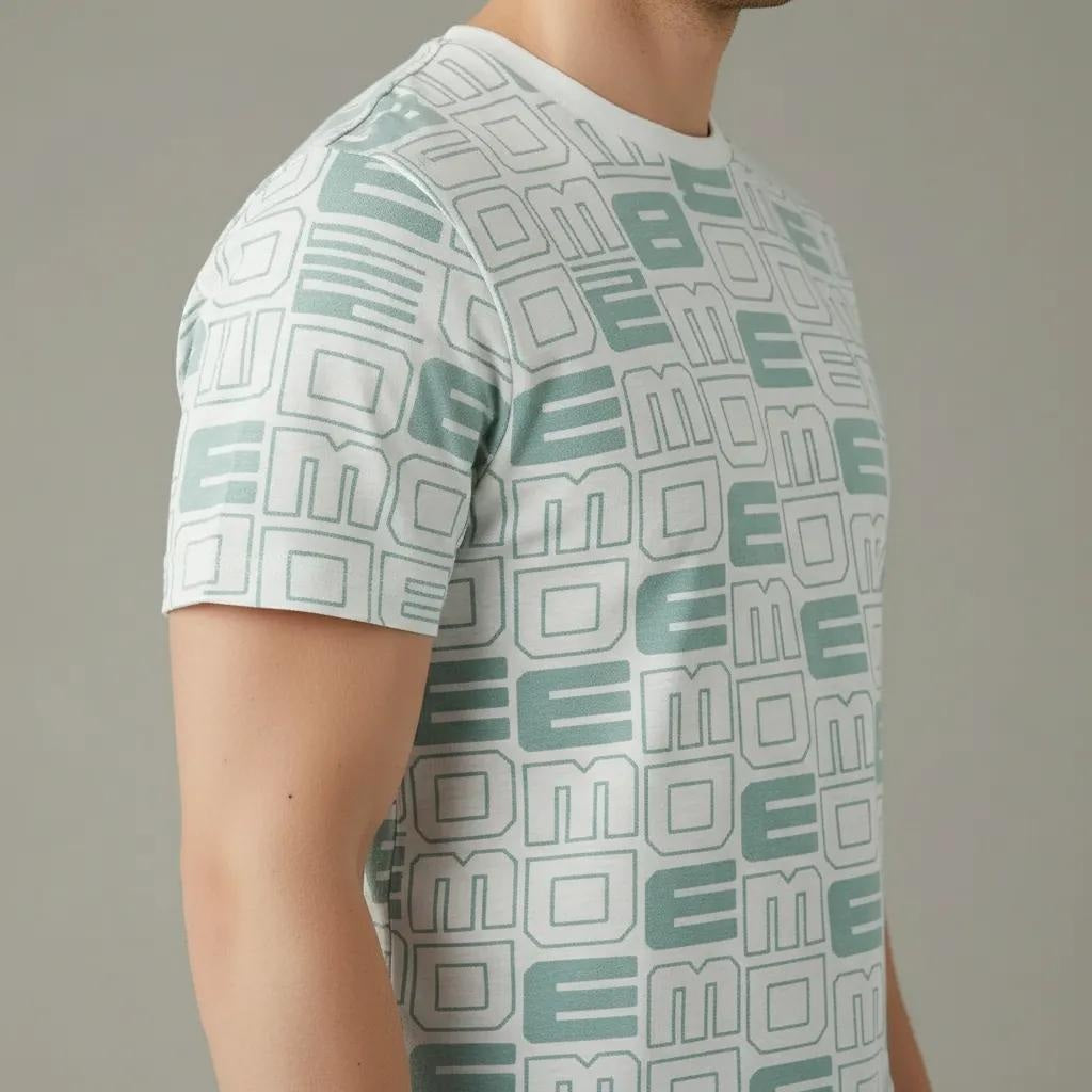 Men Mist Round Neck Typography Printed T-shirt