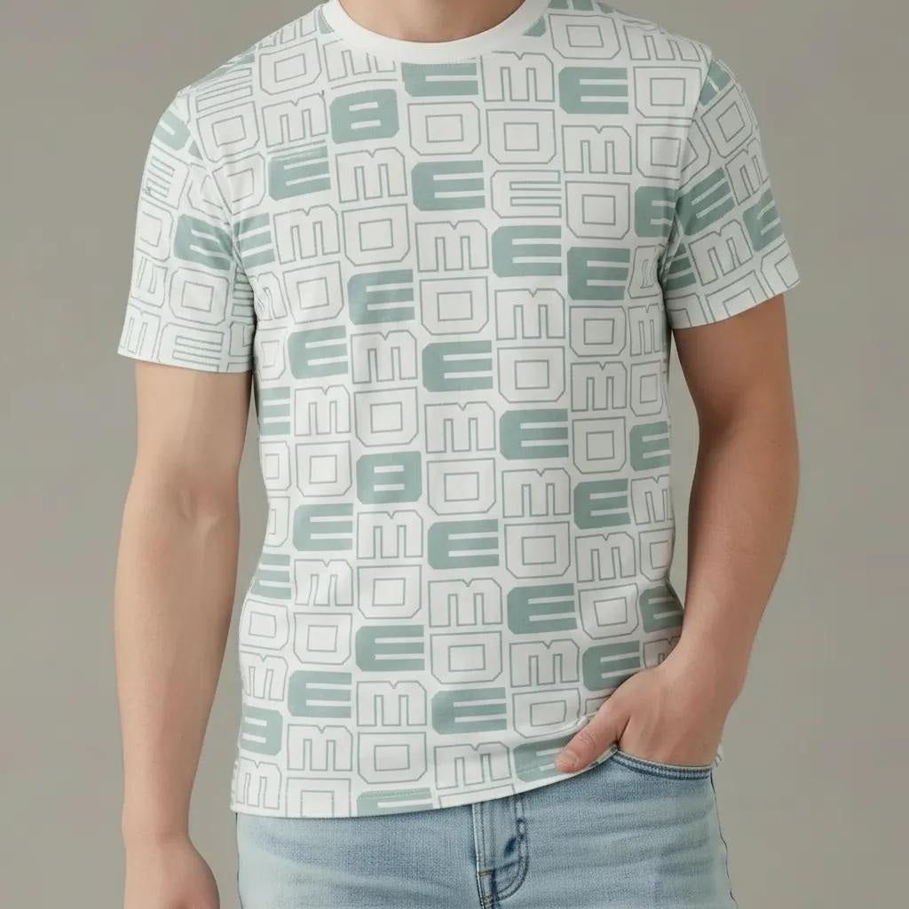 Men Mist Round Neck Typography Printed T-shirt