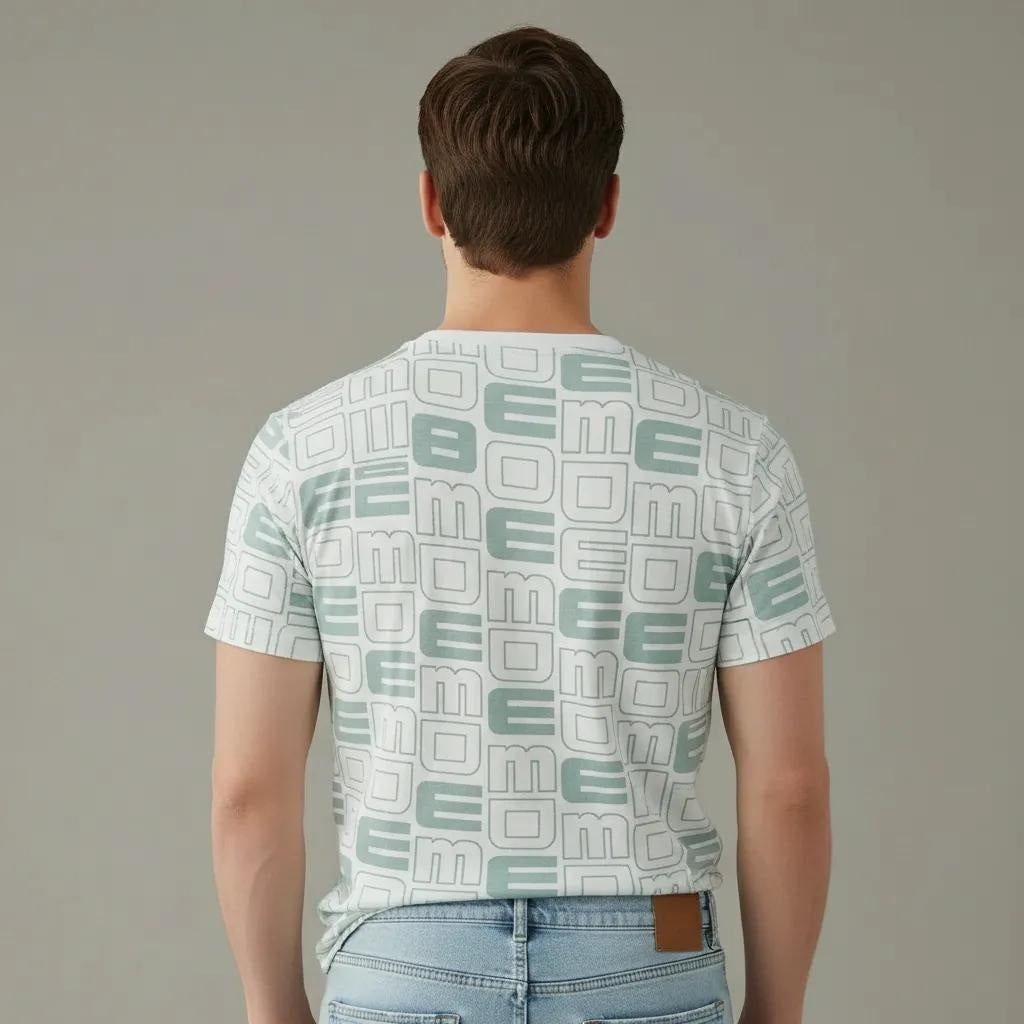 Men Mist Round Neck Typography Printed T-shirt