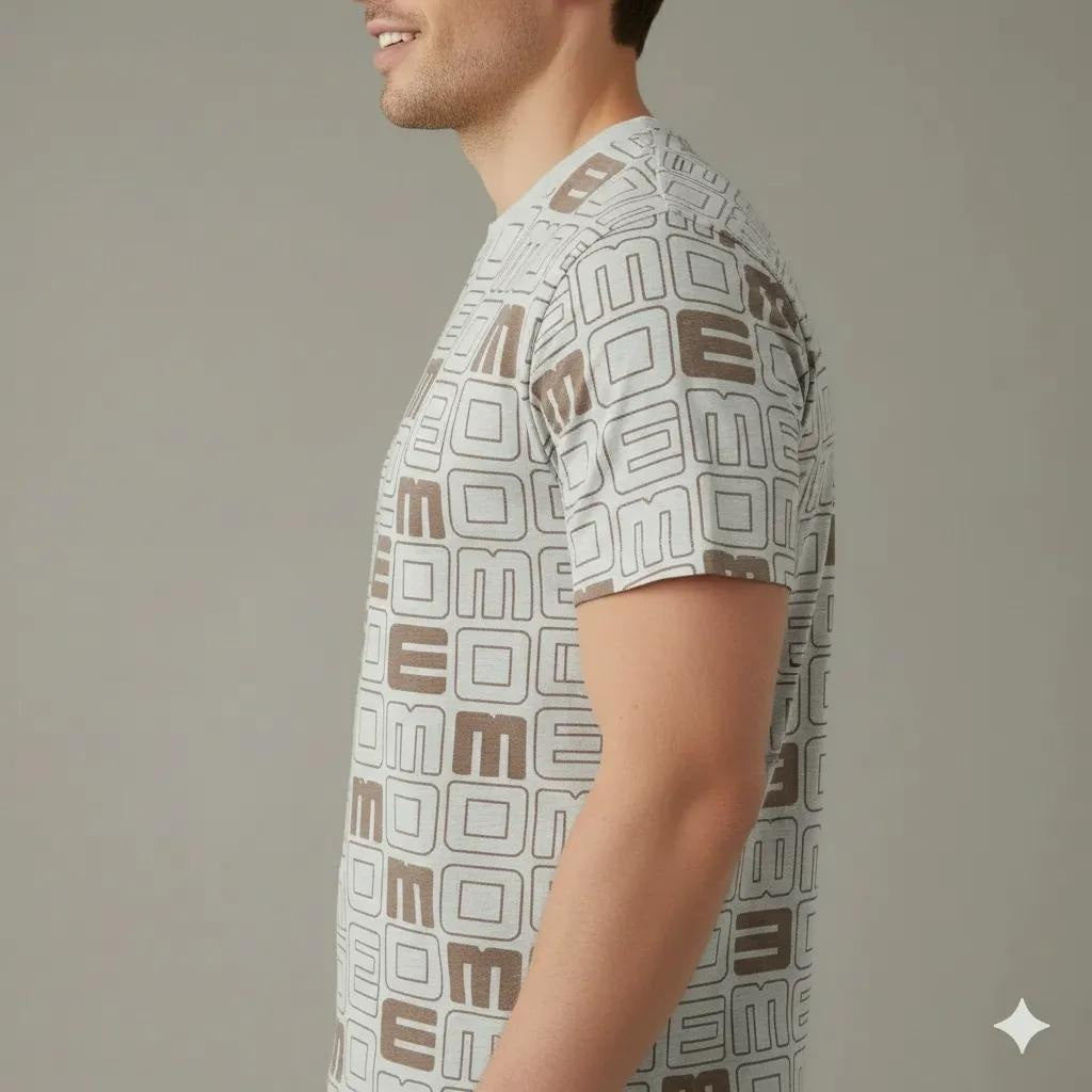 Men Stone Round Neck Typography Printed T-shirt