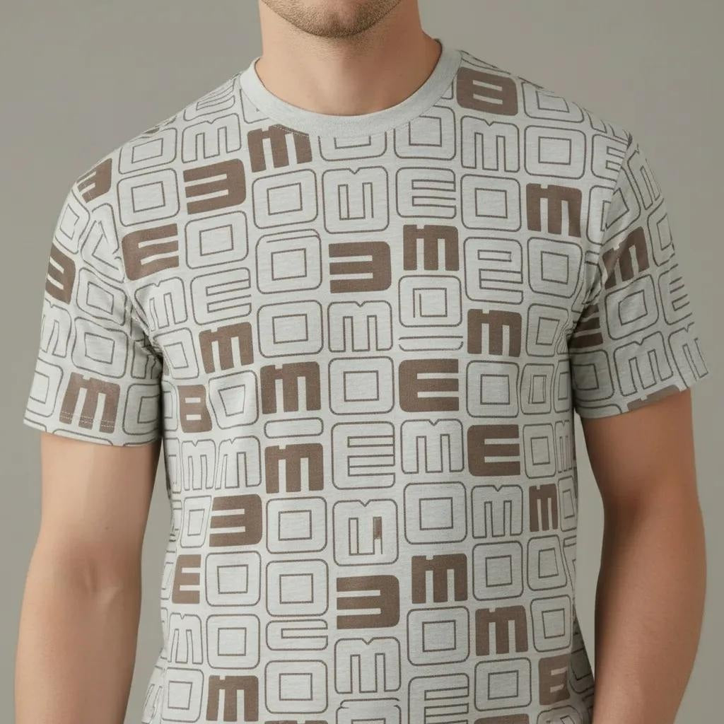 Men Stone Round Neck Typography Printed T-shirt