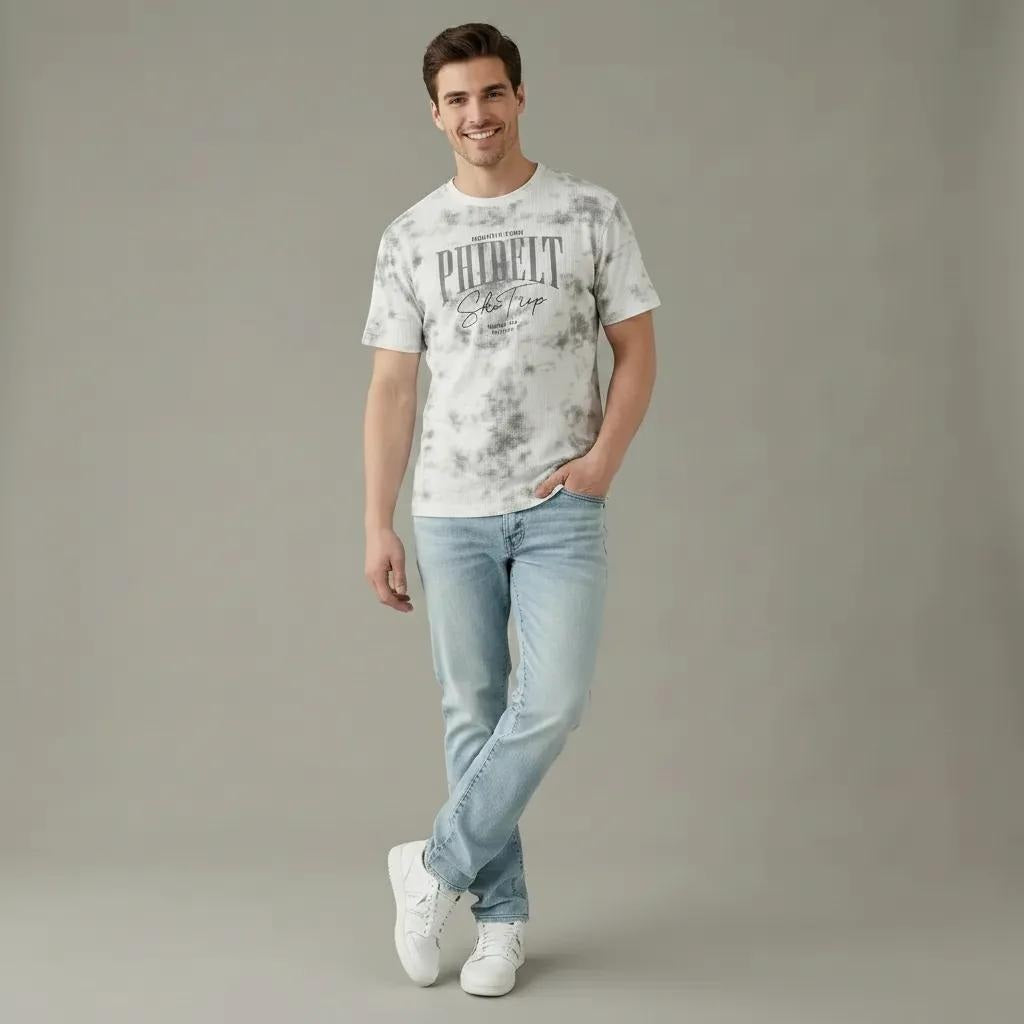Men Off White Typography Dyed T-shirt