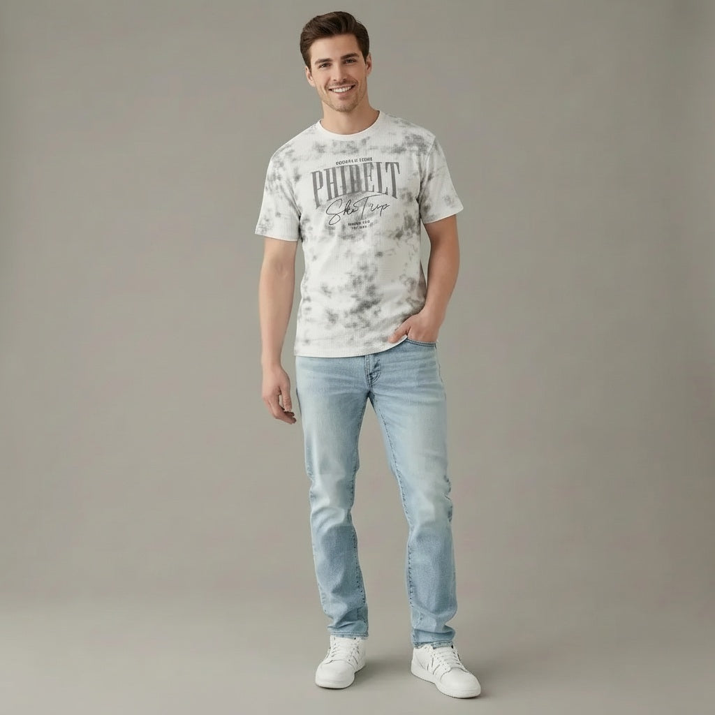 Men Off White Typography Dyed T-shirt