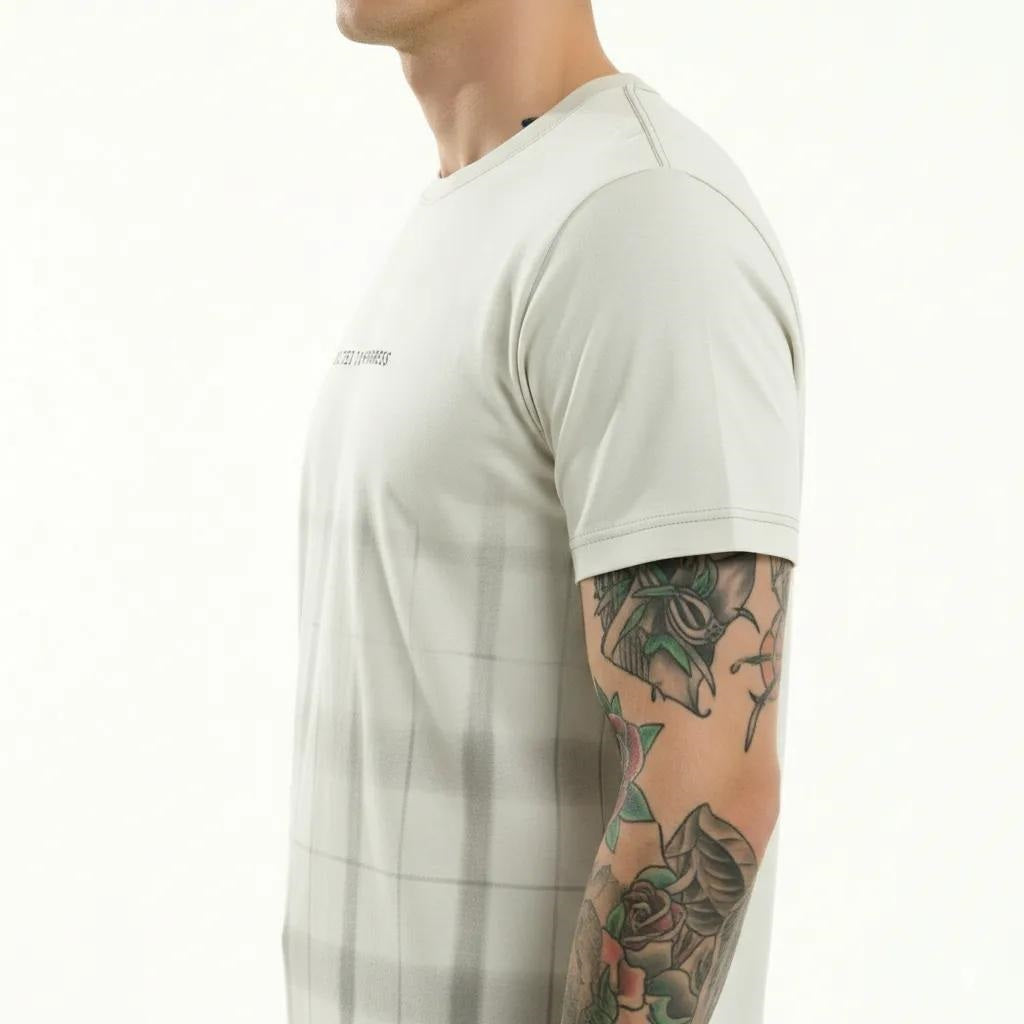 Men Cream Checked T-shirt