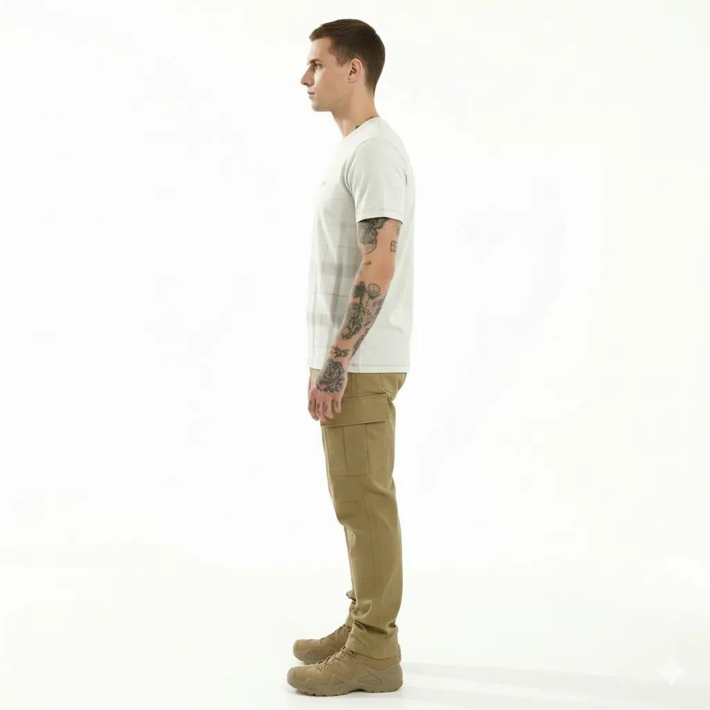 Men Cream Checked T-shirt