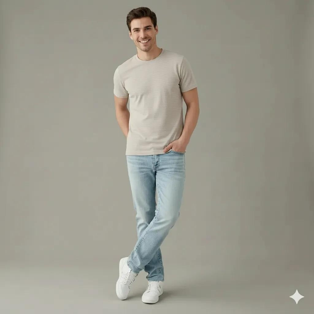 Men Arctic Wolf Solid Round  Neck T-Shirt