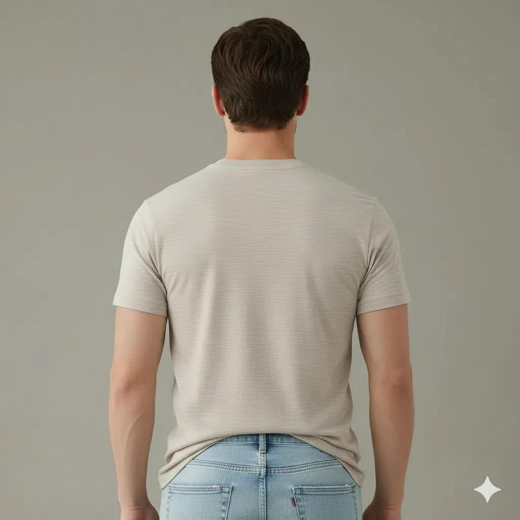 Men Arctic Wolf Solid Round  Neck T-Shirt