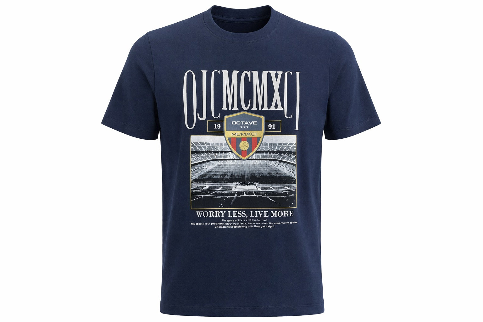 Men Navy Round Neck Printed T-shirt