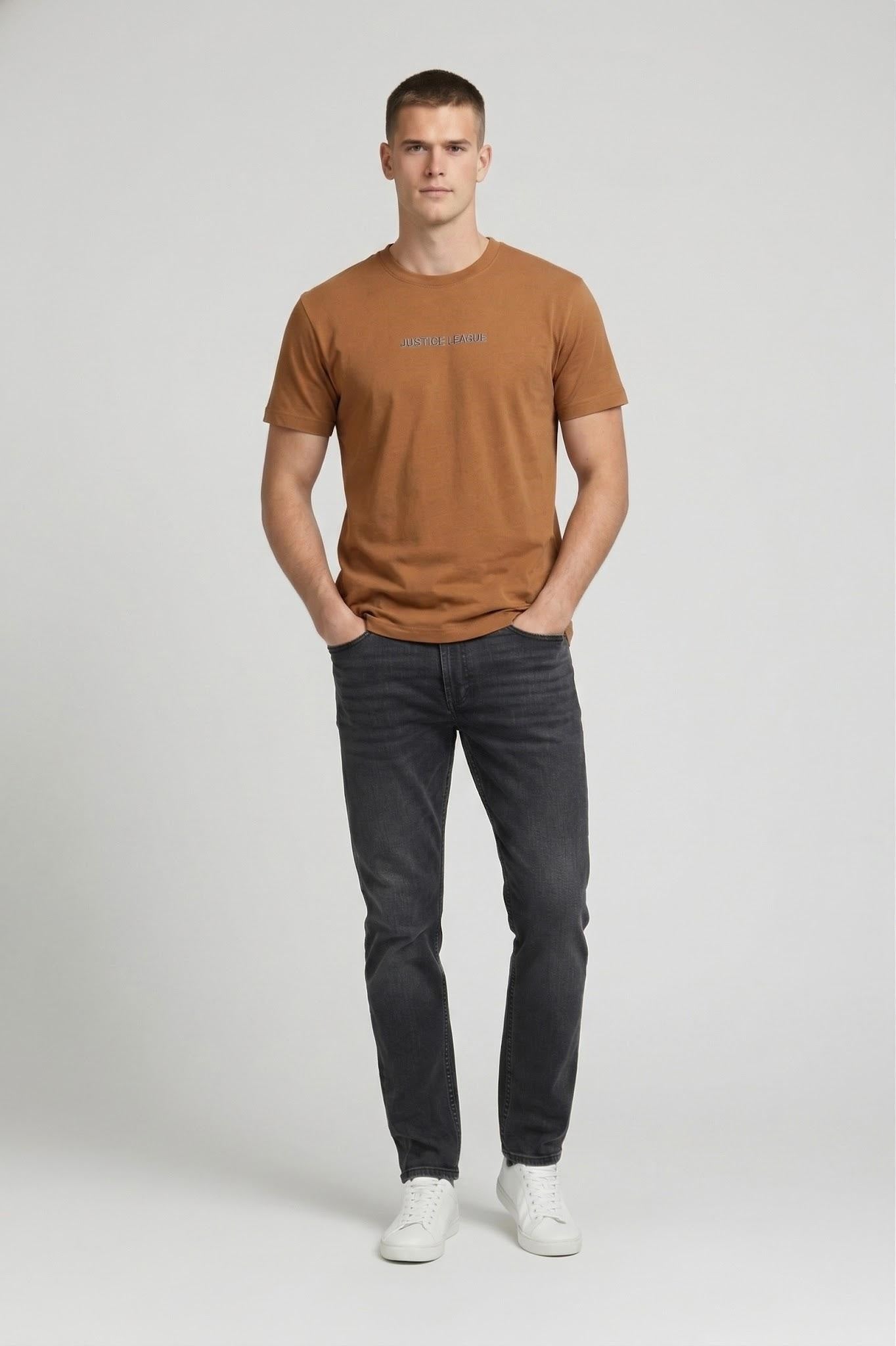 Men Tan Typography Printed T-shirt