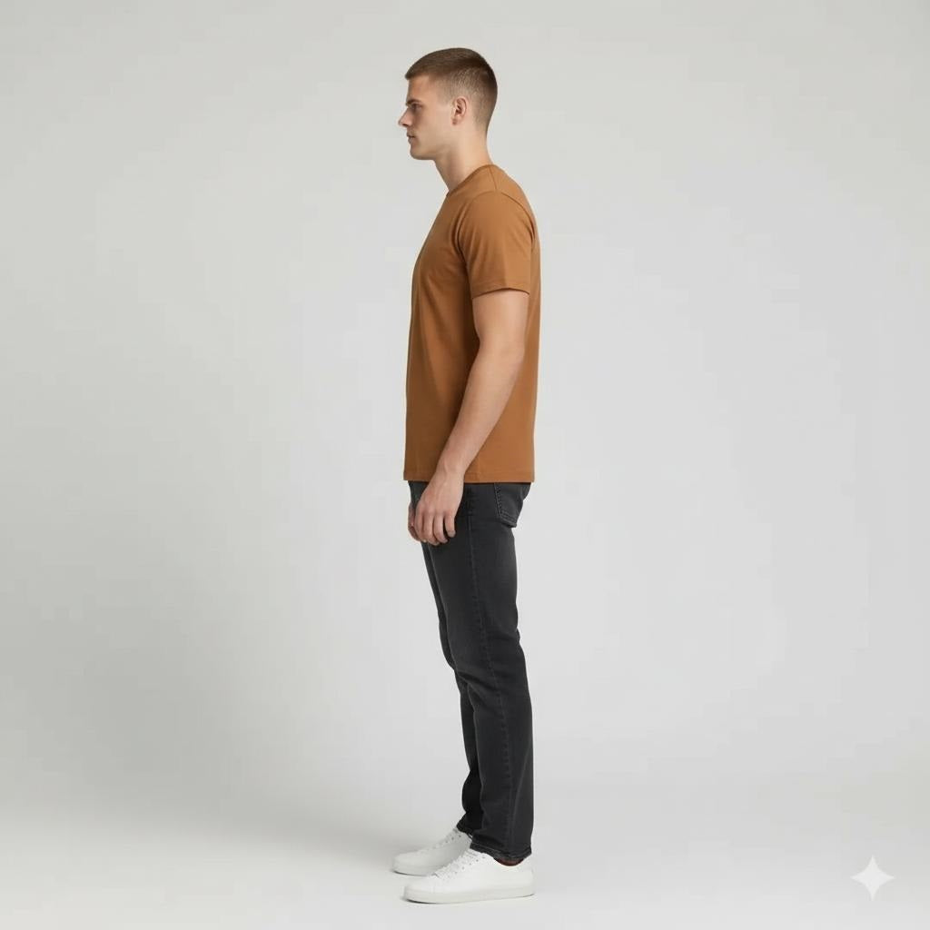 Men Tan Typography Printed T-shirt