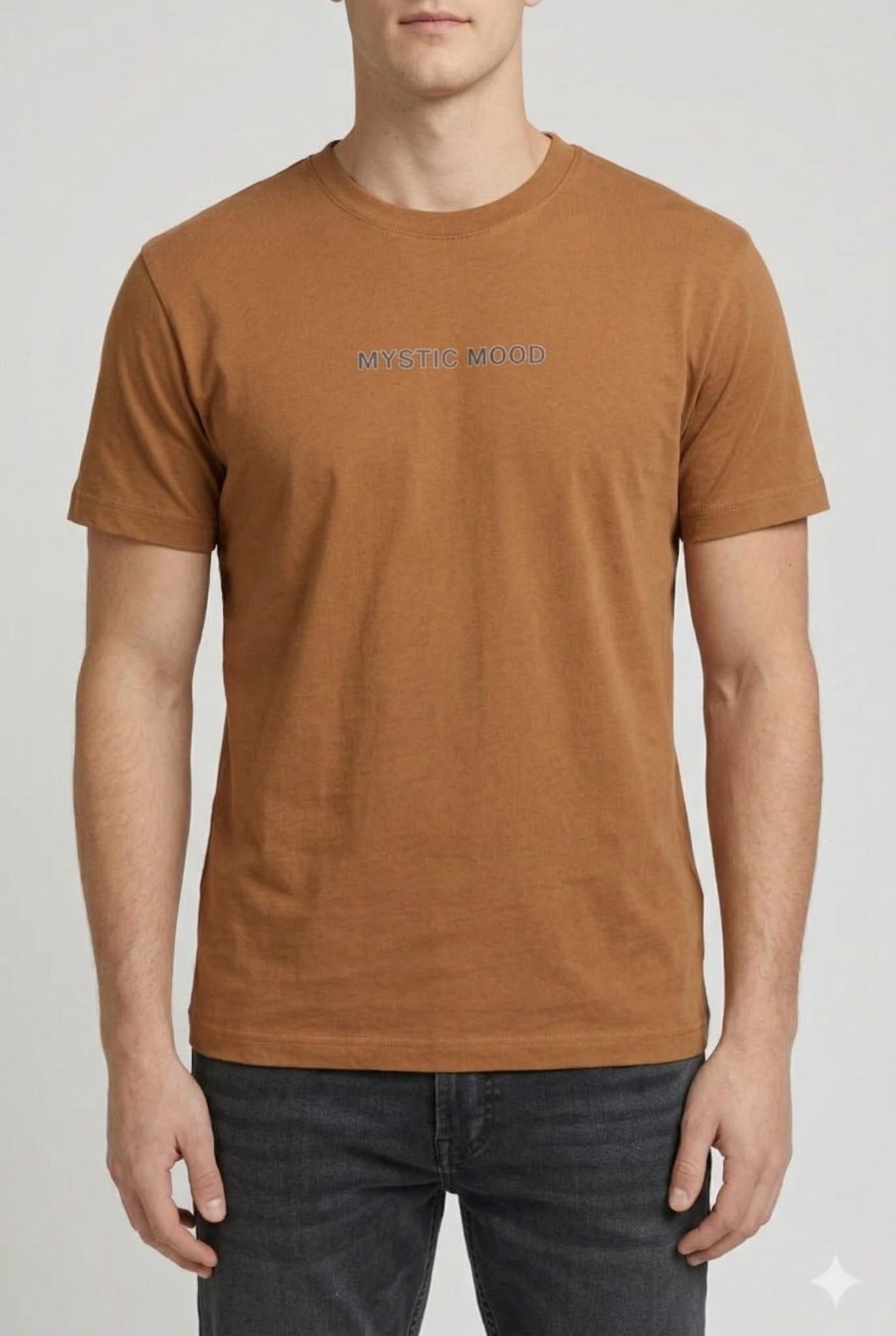 Men Tan Typography Printed T-shirt