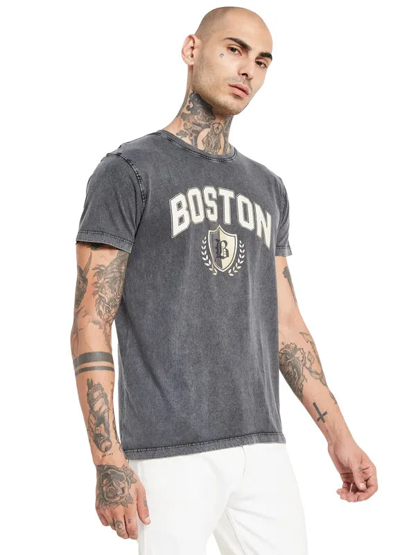 Octave Boston Celtics Printed High Neck Cotton Regular Fit Casual T-Shirt