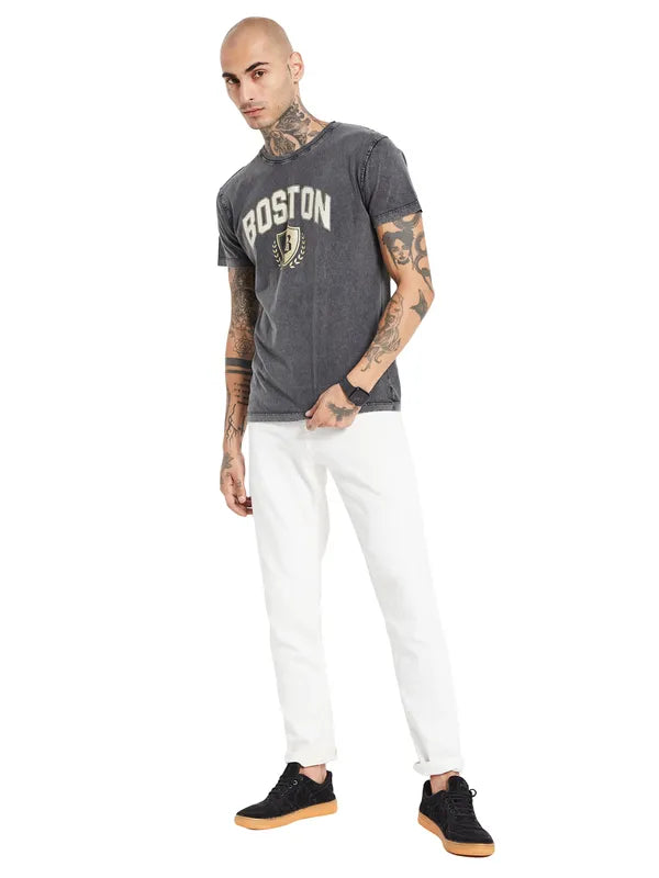 Octave Boston Celtics Printed High Neck Cotton Regular Fit Casual T-Shirt