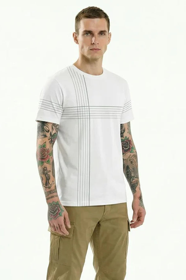 Men Striped Round Neck T-shirt