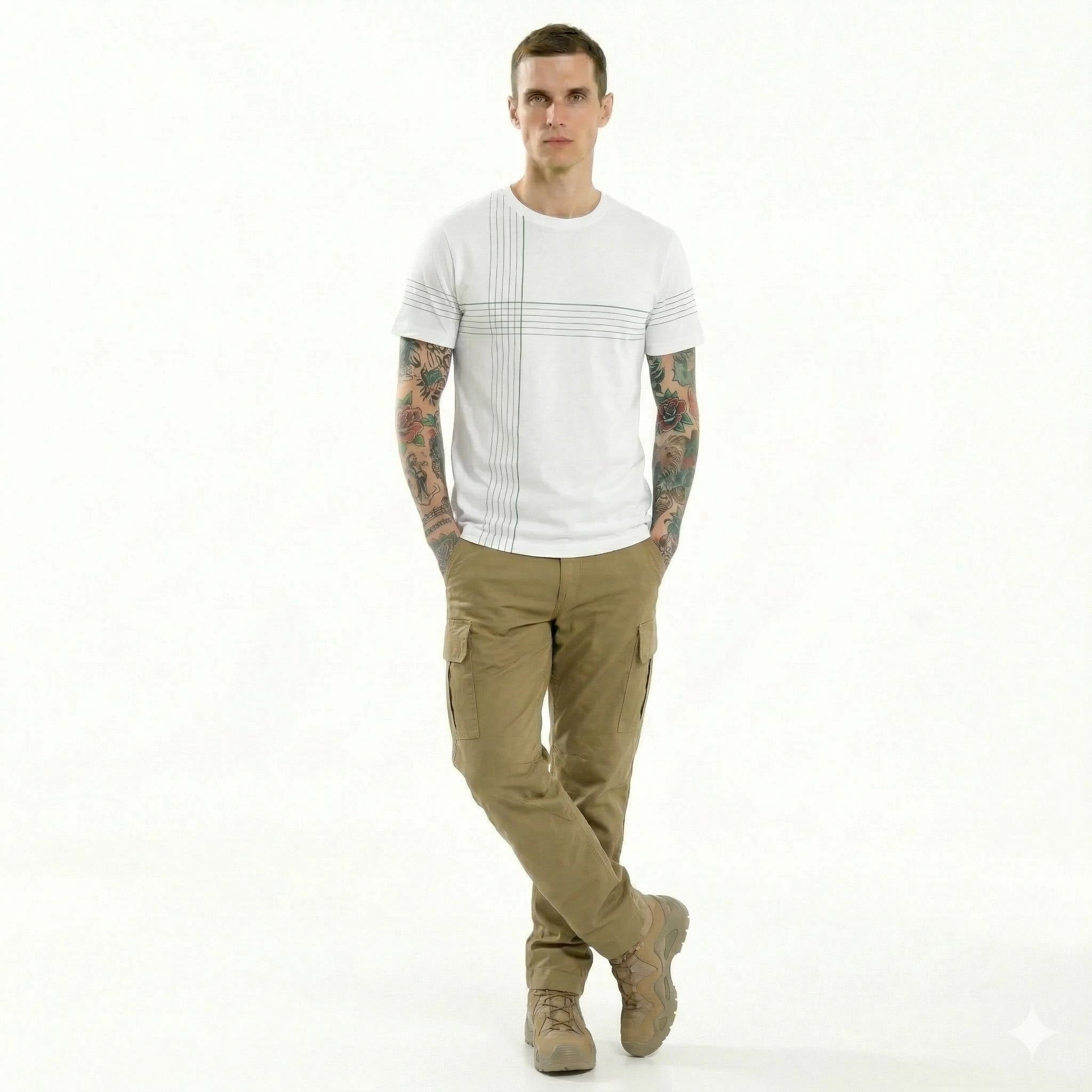 Men Striped Round Neck T-shirt