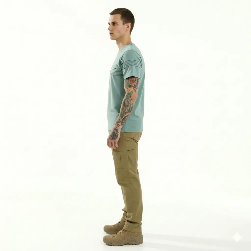 Men Surf Spray Striped Round Neck T-shirt