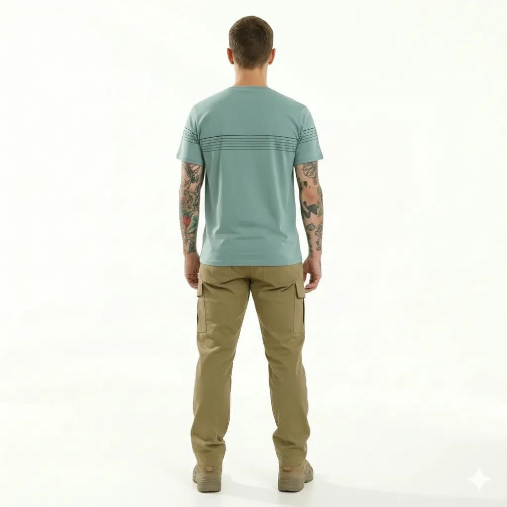 Men Surf Spray Striped Round Neck T-shirt