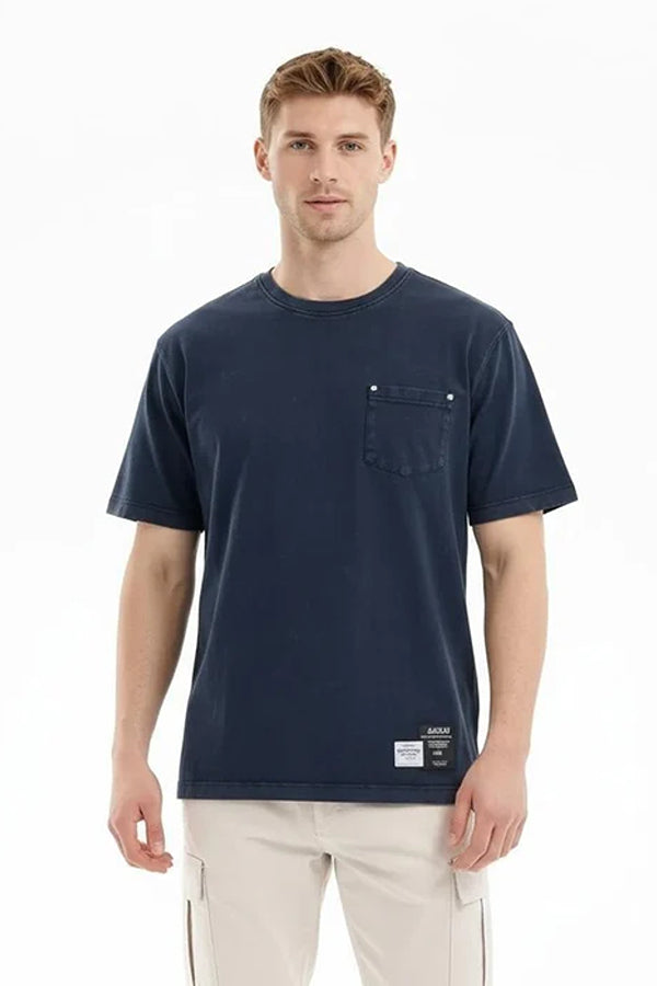 Men Solid Round Neck T-shirt