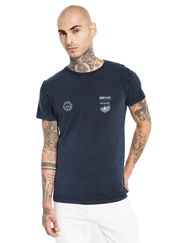 Octave Men Navy Blue Pockets T-Shirt