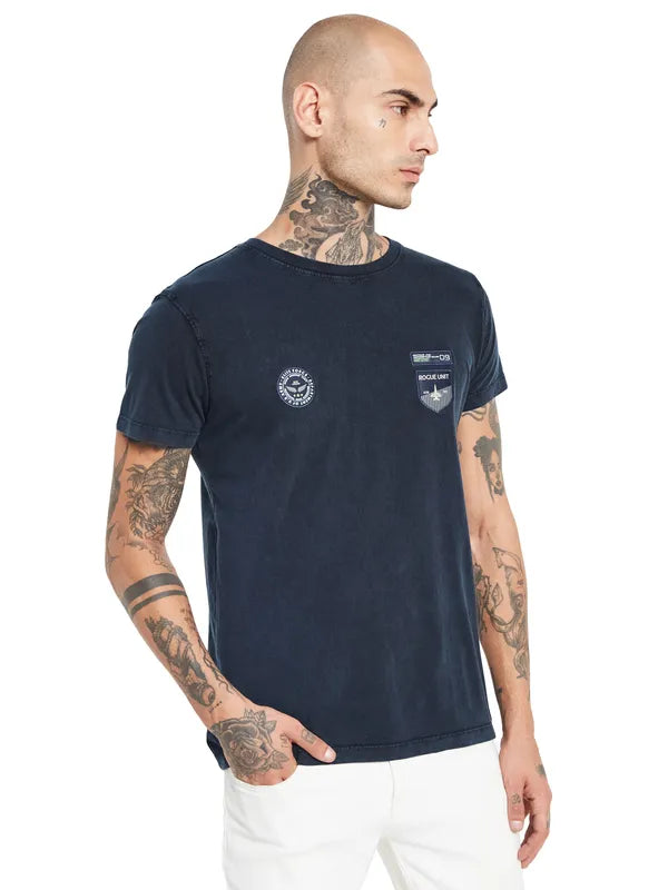 Octave Men Navy Blue Pockets T-Shirt