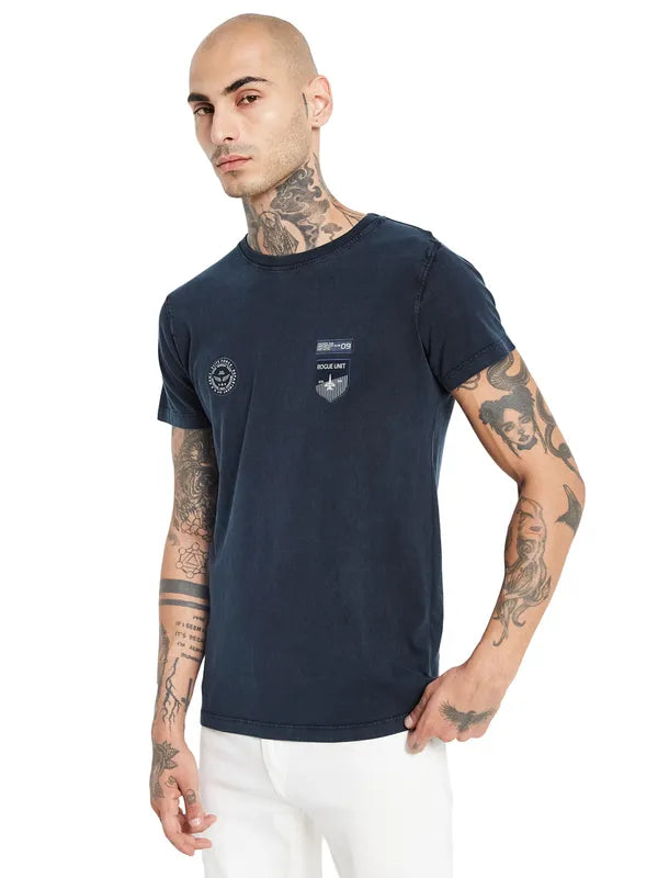 Octave Men Navy Blue Pockets T-Shirt