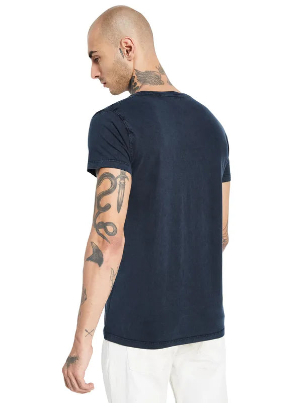 Octave Men Navy Blue Pockets T-Shirt