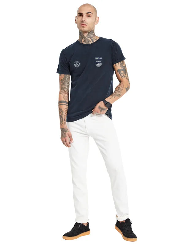 Octave Men Navy Blue Pockets T-Shirt