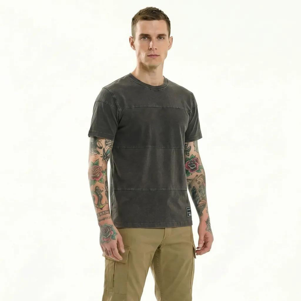 Men Coffee Solid Round Neck T-shirt