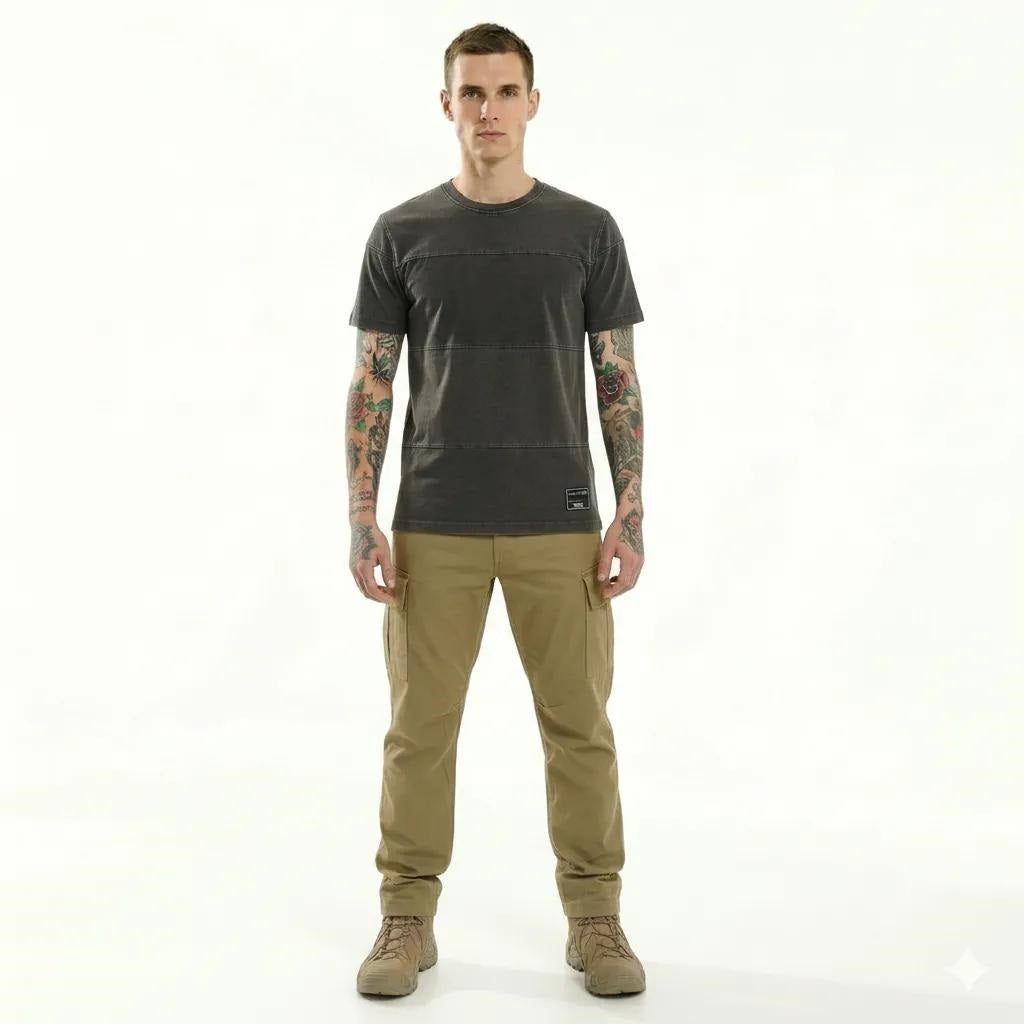 Men Coffee Solid Round Neck T-shirt