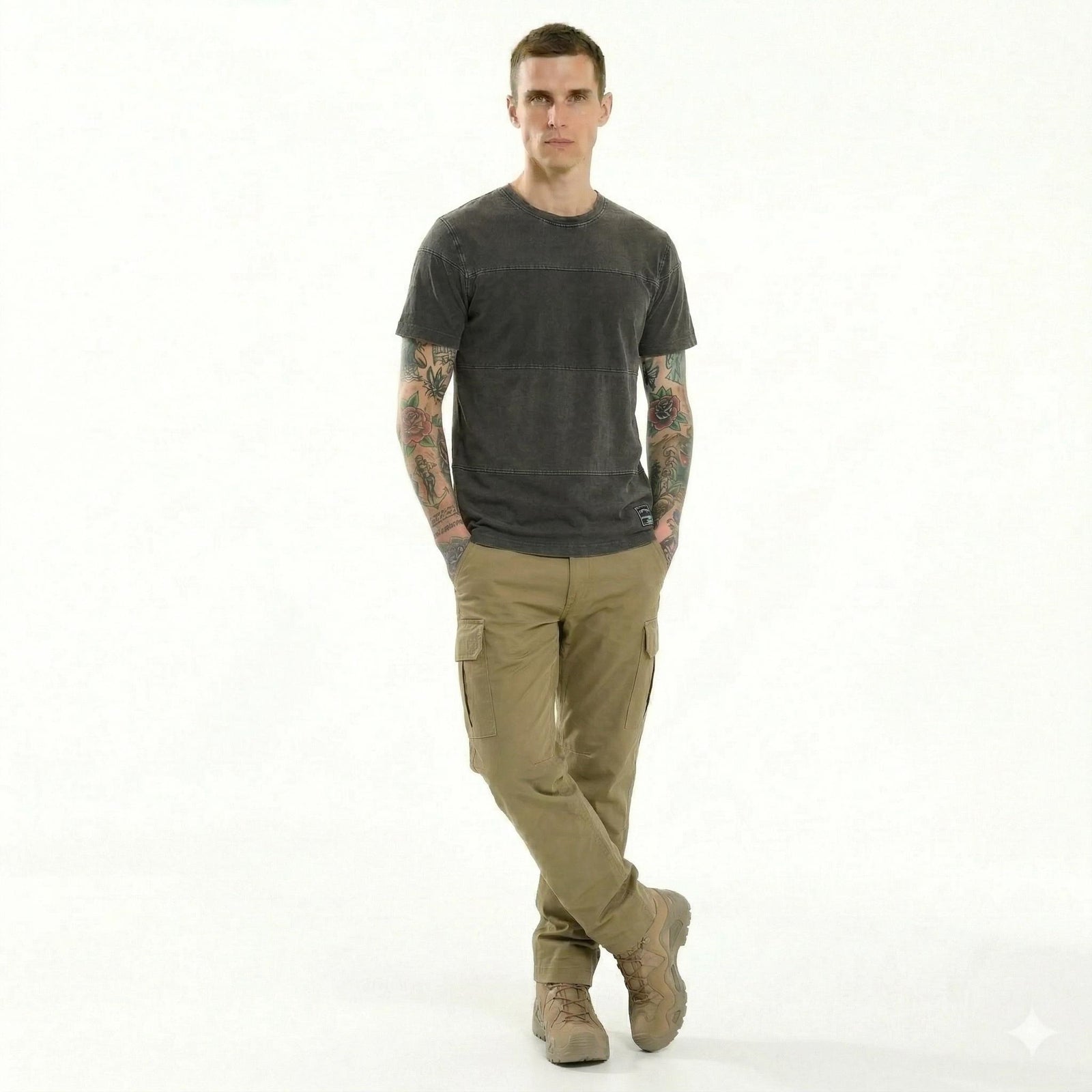 Men Coffee Solid Round Neck T-shirt