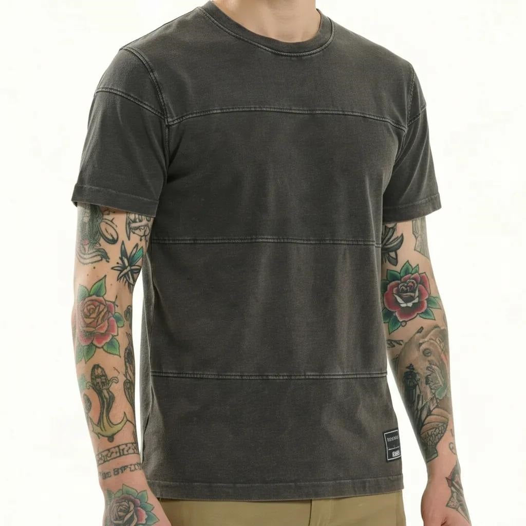 Men Coffee Solid Round Neck T-shirt