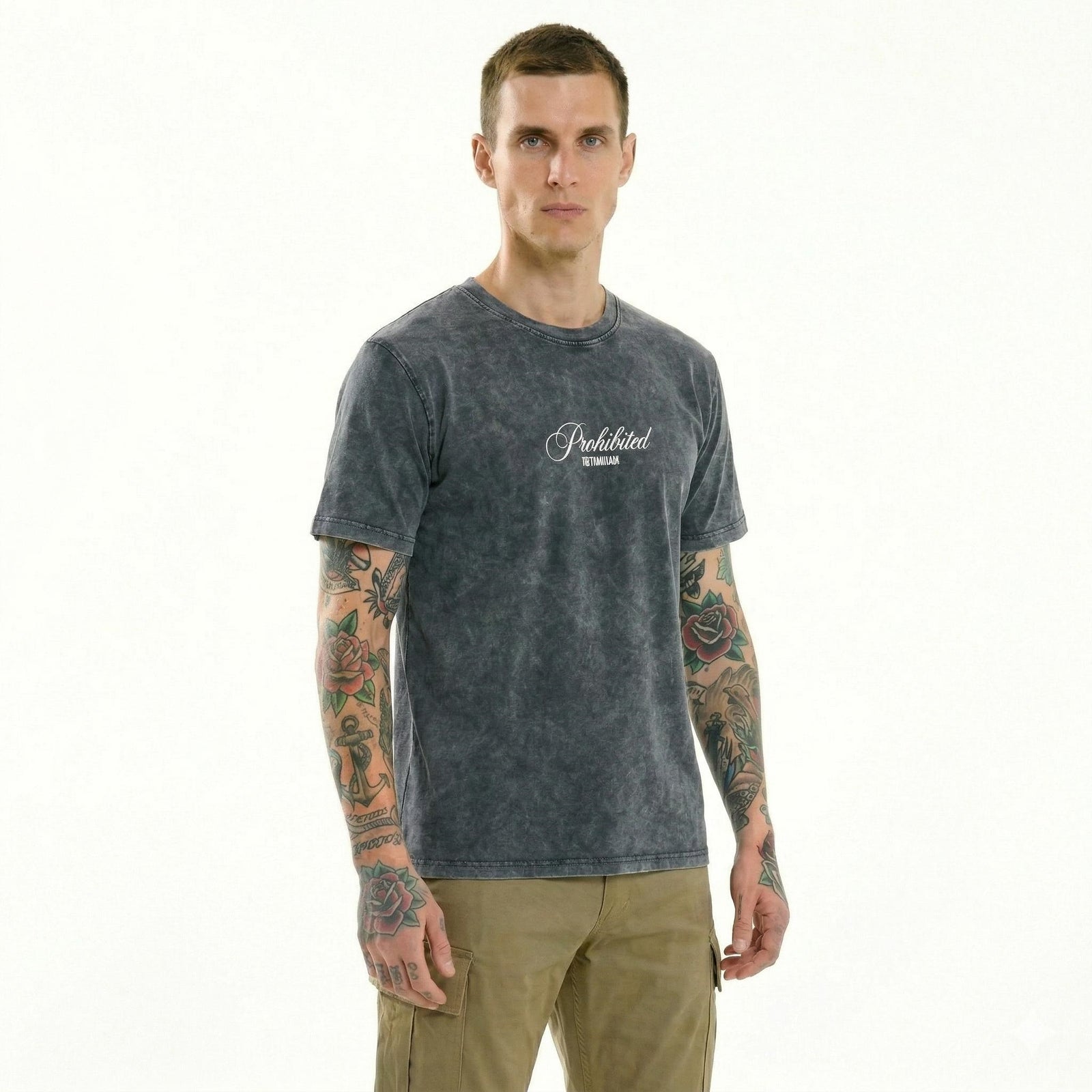 Men Indigo Typography Dyed T-shirt