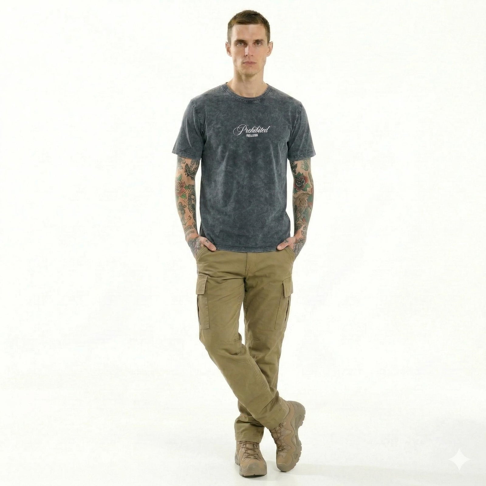 Men Indigo Typography Dyed T-shirt
