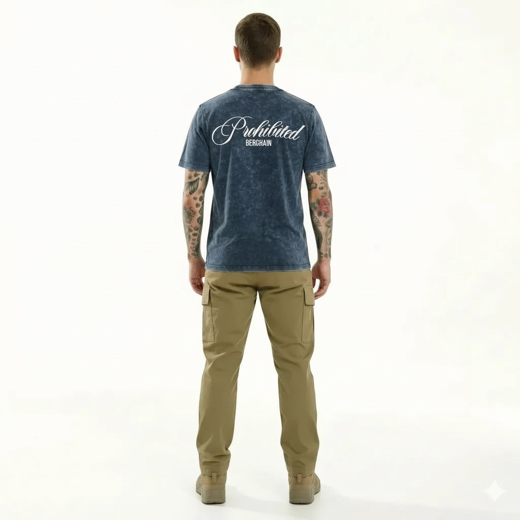 Men Indigo Typography Dyed T-shirt
