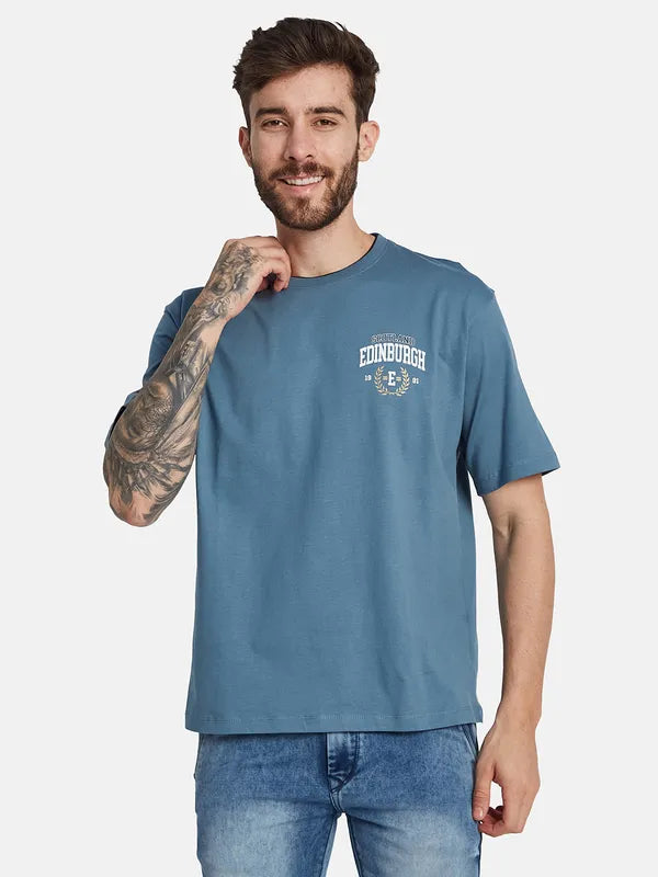 Octave Round Neck Short Sleeves Printed Cotton T-Shirt