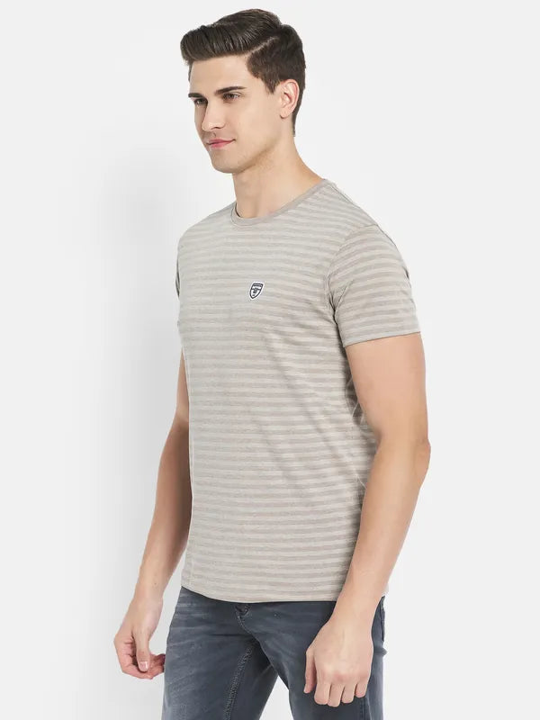 Octave Men White Striped T-Shirt