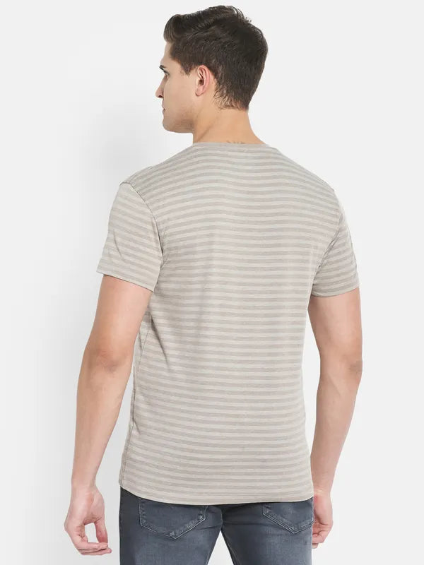 Octave Men White Striped T-Shirt