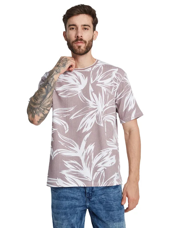 Octave Men Floral Printed Round Neck T-Shirt