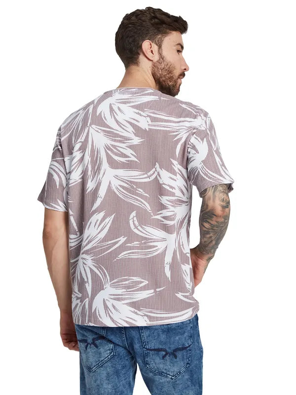 Octave Men Floral Printed Round Neck T-Shirt