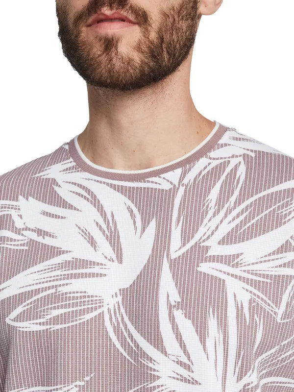 Octave Men Floral Printed Round Neck T-Shirt