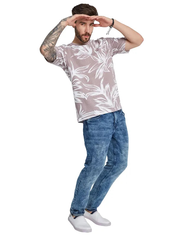 Octave Men Floral Printed Round Neck T-Shirt