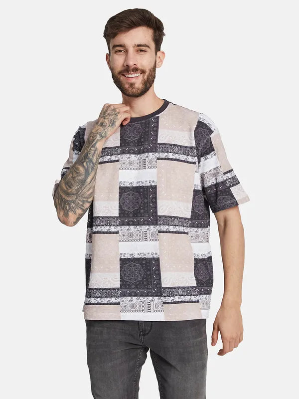 Octave Men Ethnic Printed Round Neck Oversized T-Shirt