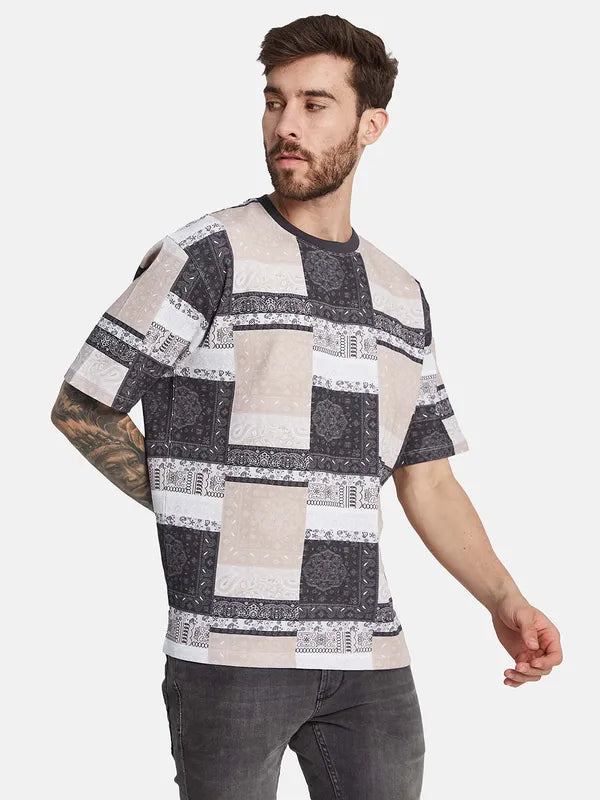 Octave Men Ethnic Printed Round Neck Oversized T-Shirt