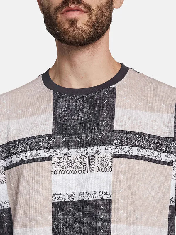 Octave Men Ethnic Printed Round Neck Oversized T-Shirt